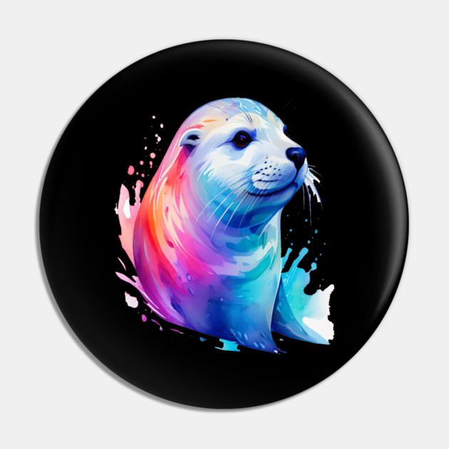 Cute Sea Seal in watercolor Pin by BirdsnStuff