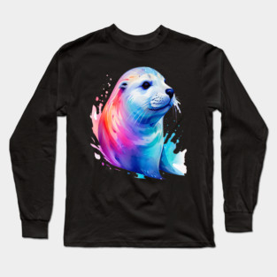 Cute Sea Seal in watercolor Long Sleeve T-Shirt