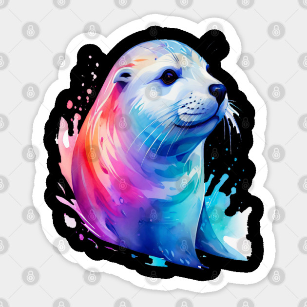 Cute Sea Seal in watercolor Sticker by BirdsnStuff