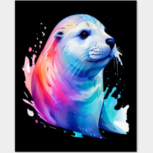 Cute Sea Seal in watercolor Posters and Art