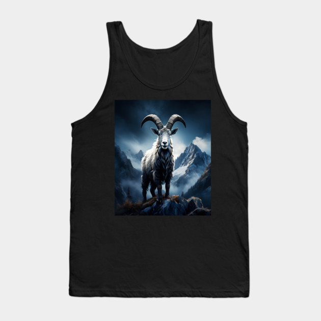 Mountain Goat Watercolor Tank Top by BirdsnStuff