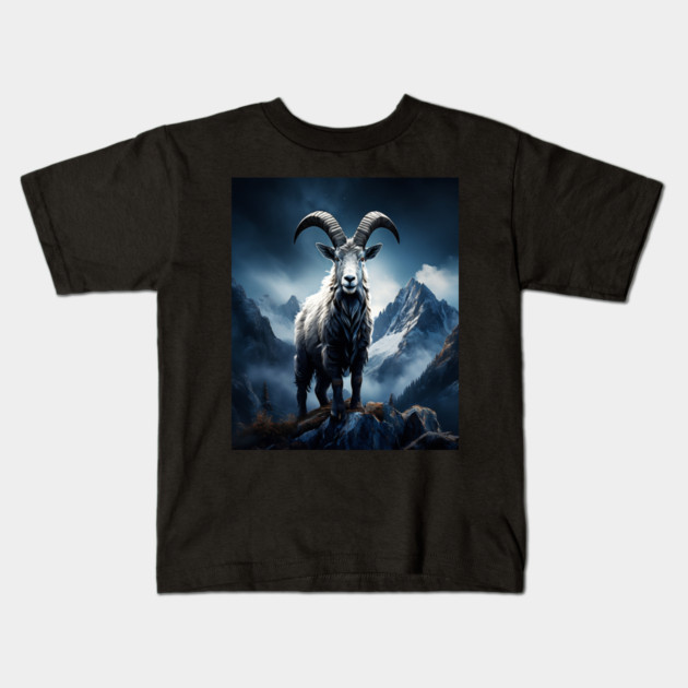 Mountain Goat Watercolor Kids T-Shirt by BirdsnStuff