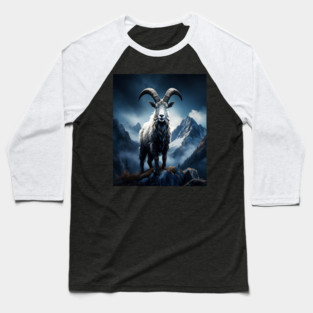 Mountain Goat Watercolor Baseball T-Shirt