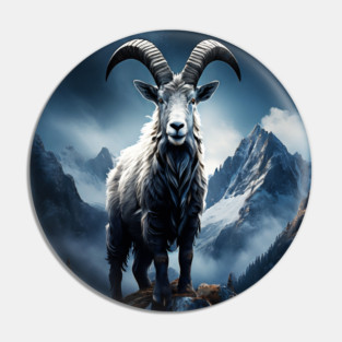 Mountain Goat Watercolor Pin