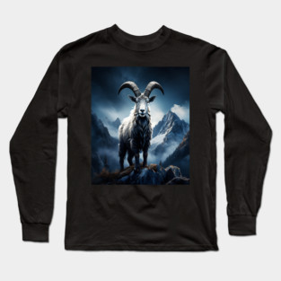 Mountain Goat Watercolor Long Sleeve T-Shirt