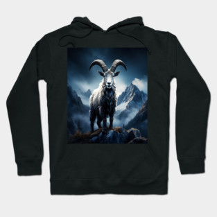 Mountain Goat Watercolor Hoodie