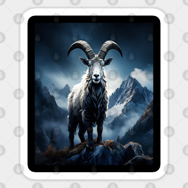 Mountain Goat Watercolor Sticker by BirdsnStuff