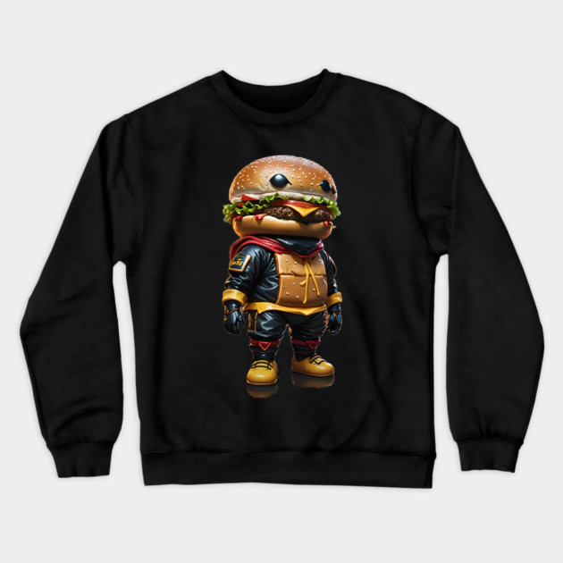 Ninja Cheeseburger Crewneck Sweatshirt by Lou Johnson