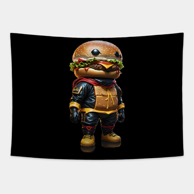 Ninja Cheeseburger Tapestry by Lou Johnson