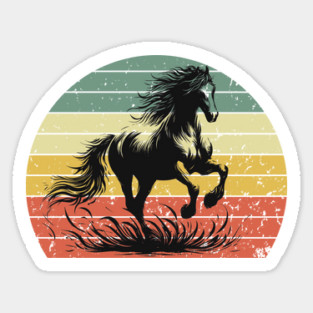 Horse Silhouette Retro Sunset Sticker