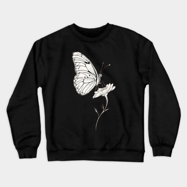 Classic Butterfly on a Flower Crewneck Sweatshirt by BirdsnStuff