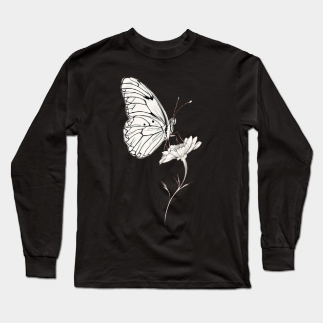 Classic Butterfly on a Flower Long Sleeve T-Shirt by BirdsnStuff