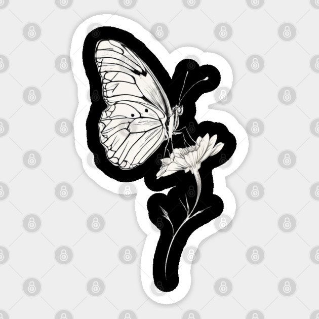 Classic Butterfly on a Flower Sticker by BirdsnStuff