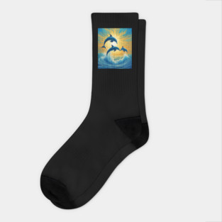 Jumping Dolphins Watercolor Socks