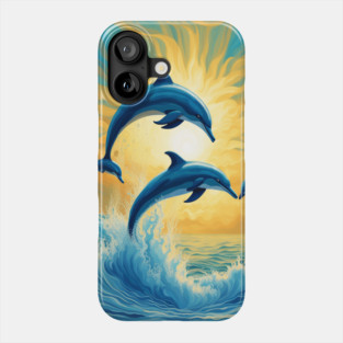Jumping Dolphins Watercolor Phone Case