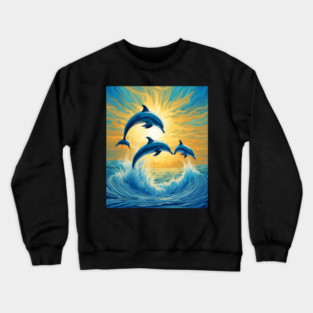 Jumping Dolphins Watercolor Crewneck Sweatshirt