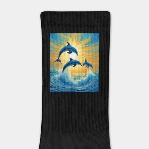 Jumping Dolphins Watercolor by BirdsnStuff