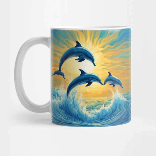Jumping Dolphins Watercolor by BirdsnStuff