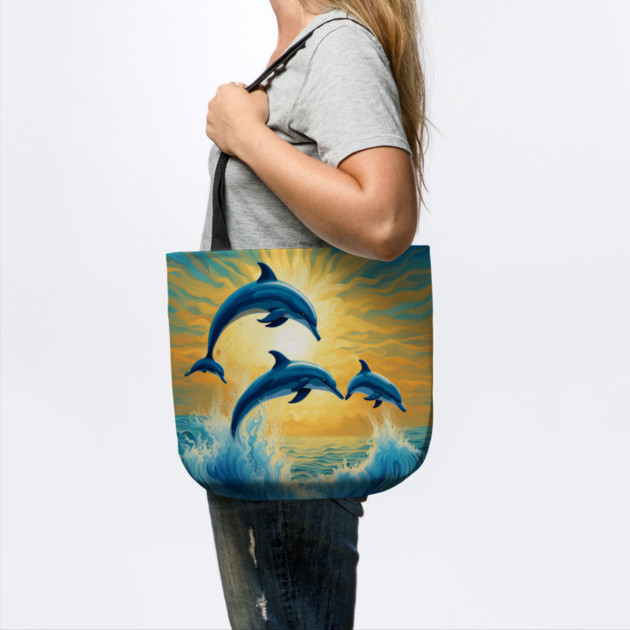 Jumping Dolphins Watercolor by BirdsnStuff