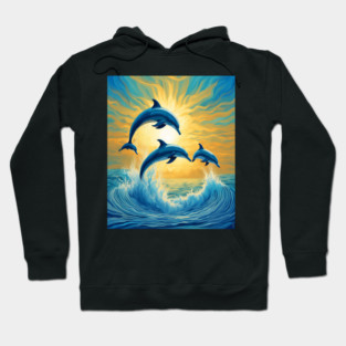 Jumping Dolphins Watercolor Hoodie