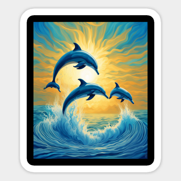 Jumping Dolphins Watercolor Magnet by BirdsnStuff