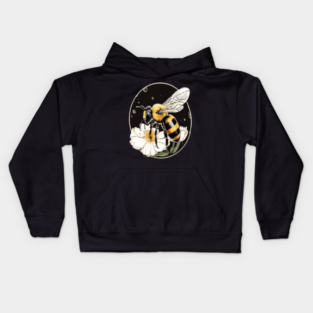 Bumble Bee on a Flower in a Bubble Kids Hoodie by BirdsnStuff