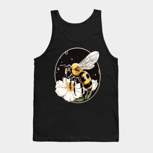 Bumble Bee on a Flower in a Bubble Tank Top by BirdsnStuff