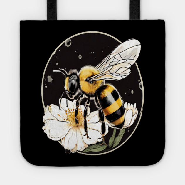 Bumble Bee on a Flower in a Bubble Tote by BirdsnStuff