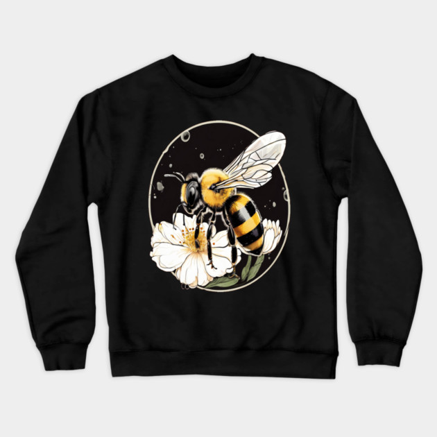 Bumble Bee on a Flower in a Bubble Crewneck Sweatshirt by BirdsnStuff