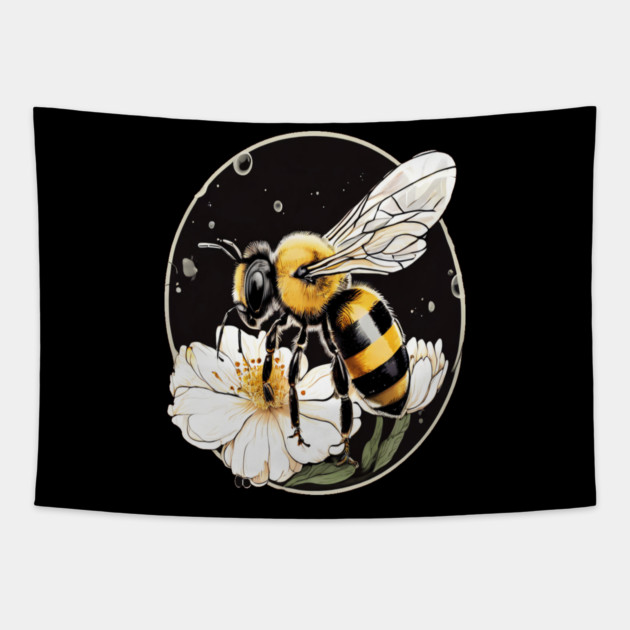 Bumble Bee on a Flower in a Bubble Tapestry by BirdsnStuff