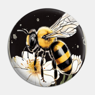 Bumble Bee on a Flower in a Bubble Pin