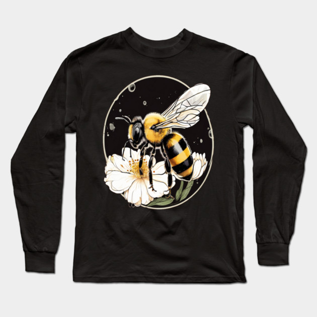 Bumble Bee on a Flower in a Bubble Long Sleeve T-Shirt by BirdsnStuff