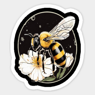 Bumble Bee on a Flower in a Bubble Sticker