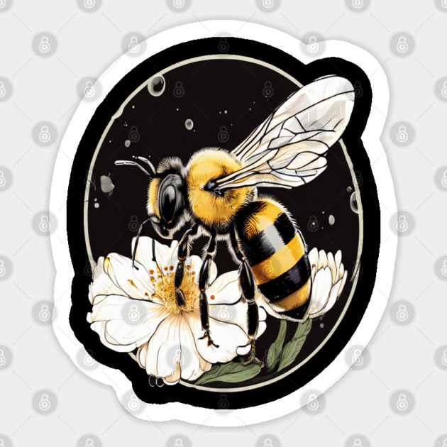 Bumble Bee on a Flower in a Bubble Sticker by BirdsnStuff