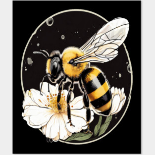 Bumble Bee on a Flower in a Bubble Posters and Art