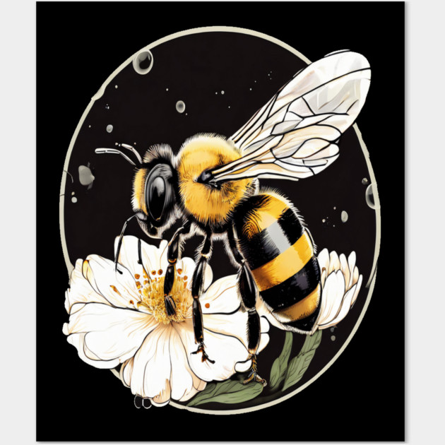 Bumble Bee on a Flower in a Bubble Wall Art by BirdsnStuff