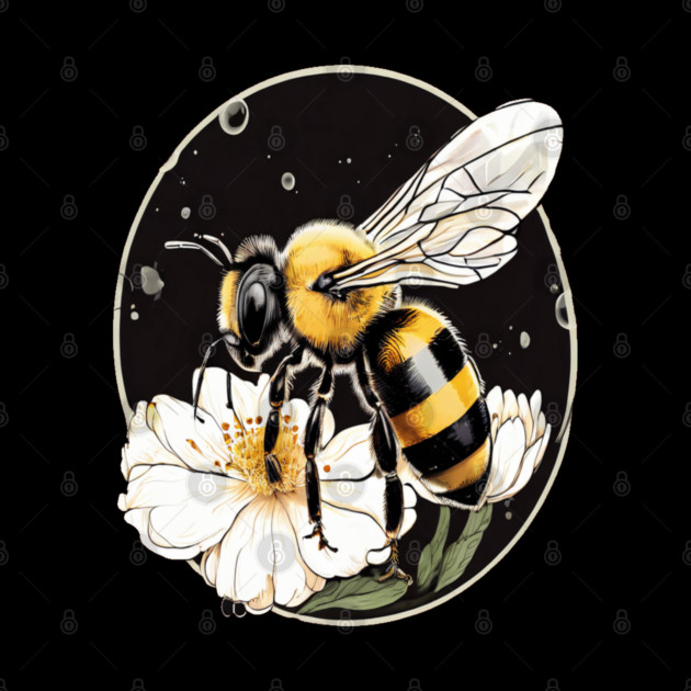 Bumble Bee on a Flower in a Bubble by BirdsnStuff