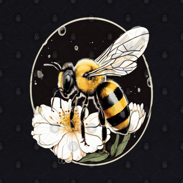 Bumble Bee on a Flower in a Bubble by BirdsnStuff