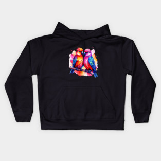 Cute Colorful Love Birds Kids Hoodie