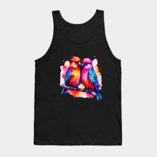 Cute Colorful Love Birds Tank Top