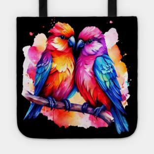 Cute Colorful Love Birds Tote