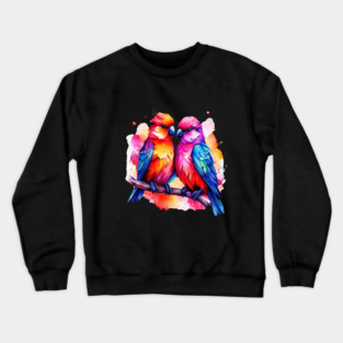 Cute Colorful Love Birds Crewneck Sweatshirt