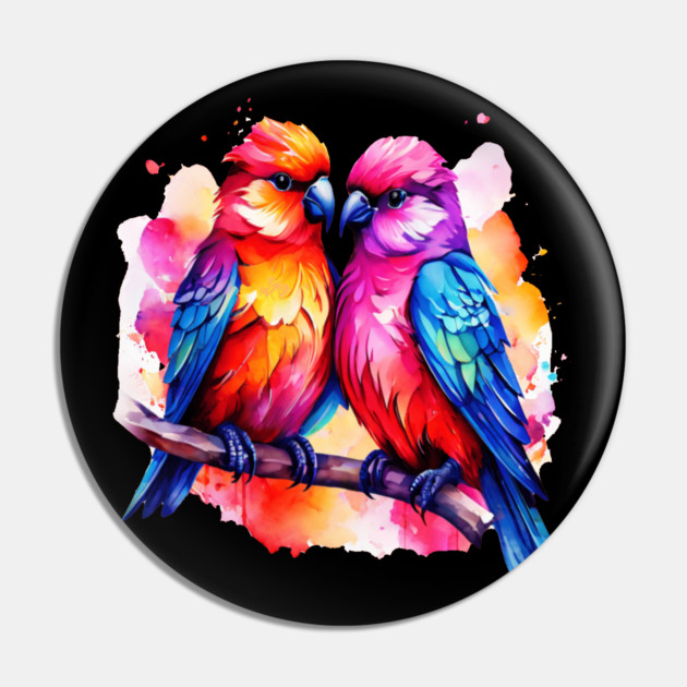 Cute Colorful Love Birds Pin by BirdsnStuff