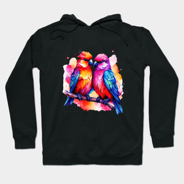 Cute Colorful Love Birds Hoodie by BirdsnStuff