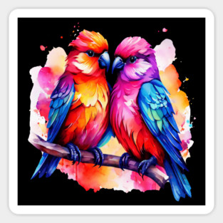 Cute Colorful Love Birds Sticker