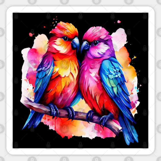 Cute Colorful Love Birds Sticker by BirdsnStuff