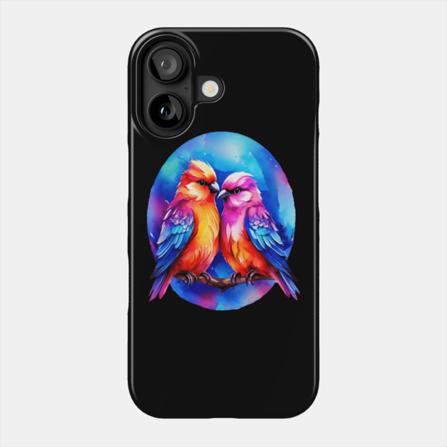Cute Colorful Love Birds Phone Case by BirdsnStuff