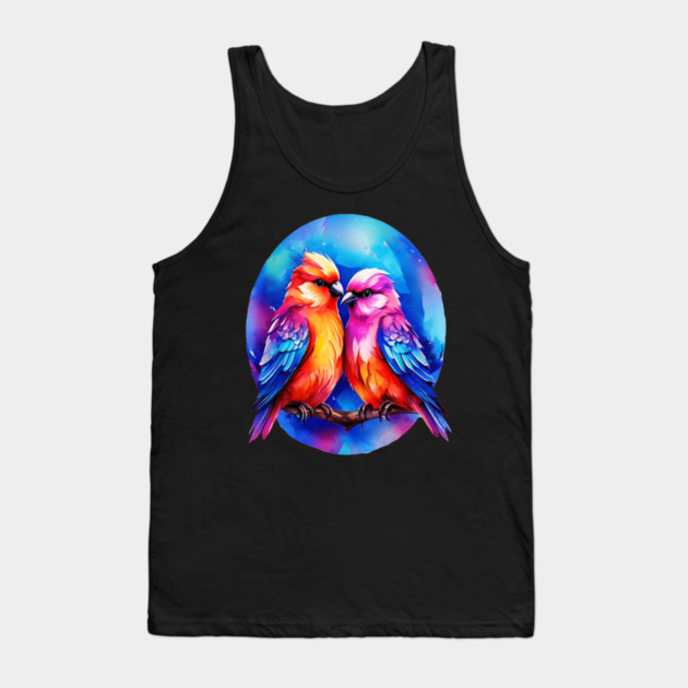 Cute Colorful Love Birds Tank Top by BirdsnStuff