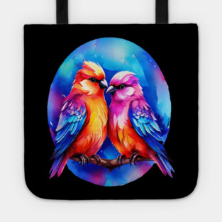 Cute Colorful Love Birds Tote
