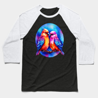 Cute Colorful Love Birds Baseball T-Shirt